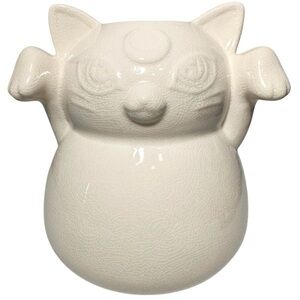 Killstar Vase 7” Ghost Kitty Cat White Crackle Effect Porcelain